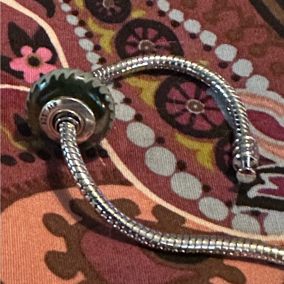 Pandora Jewelry - Authentic Pandora 925 sterling silver, black with white zigzag glass Murano